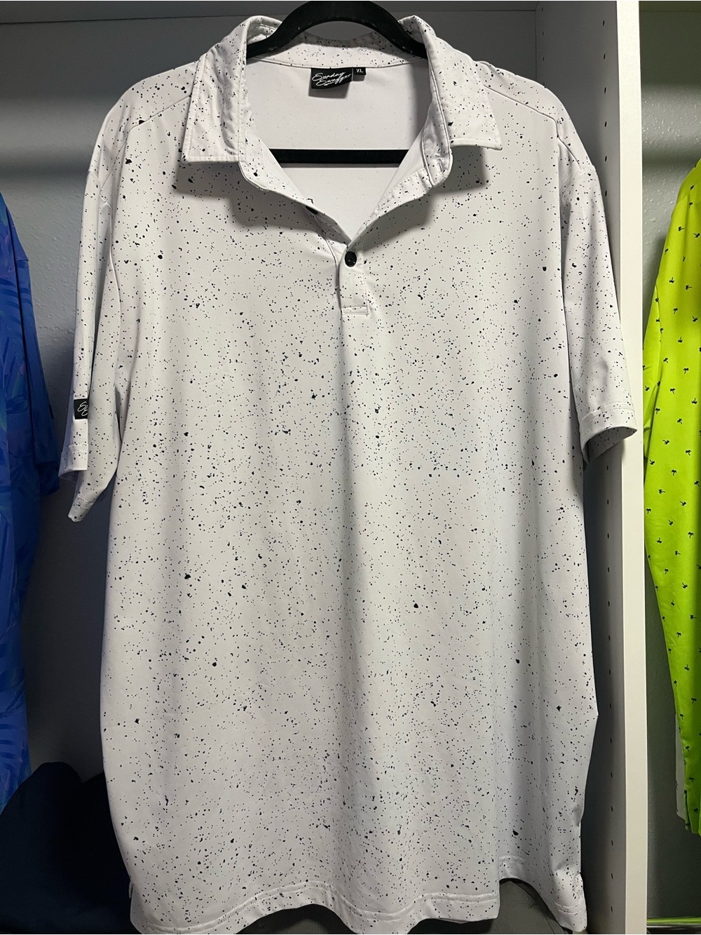Sunday Swagger White Speckled Polo Shirt
